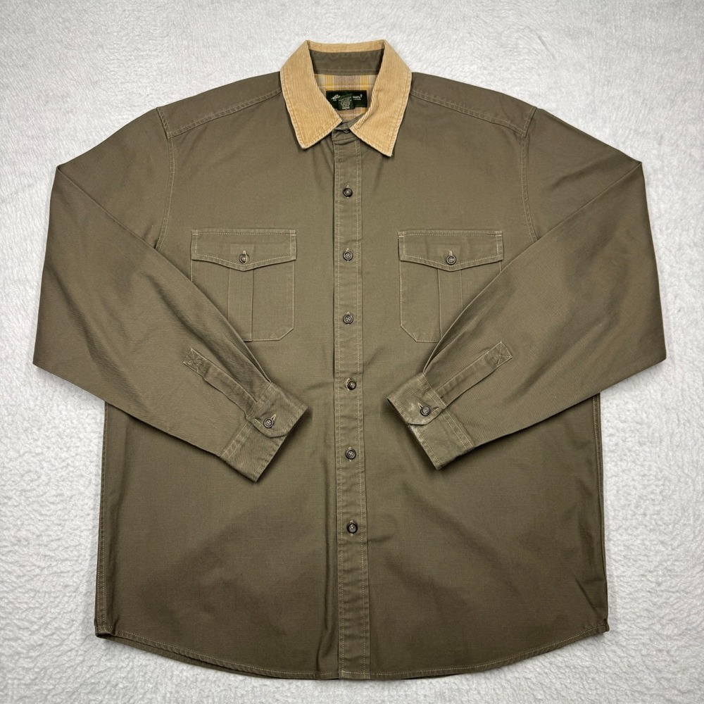 Vintage Eddie Bauer Canvas Jacket Zip Up Workwear Green Men's Size Large